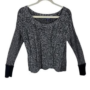 American Eagle Black White Long Sleeve Round Neck Cotton Wool Pullover Sweater S